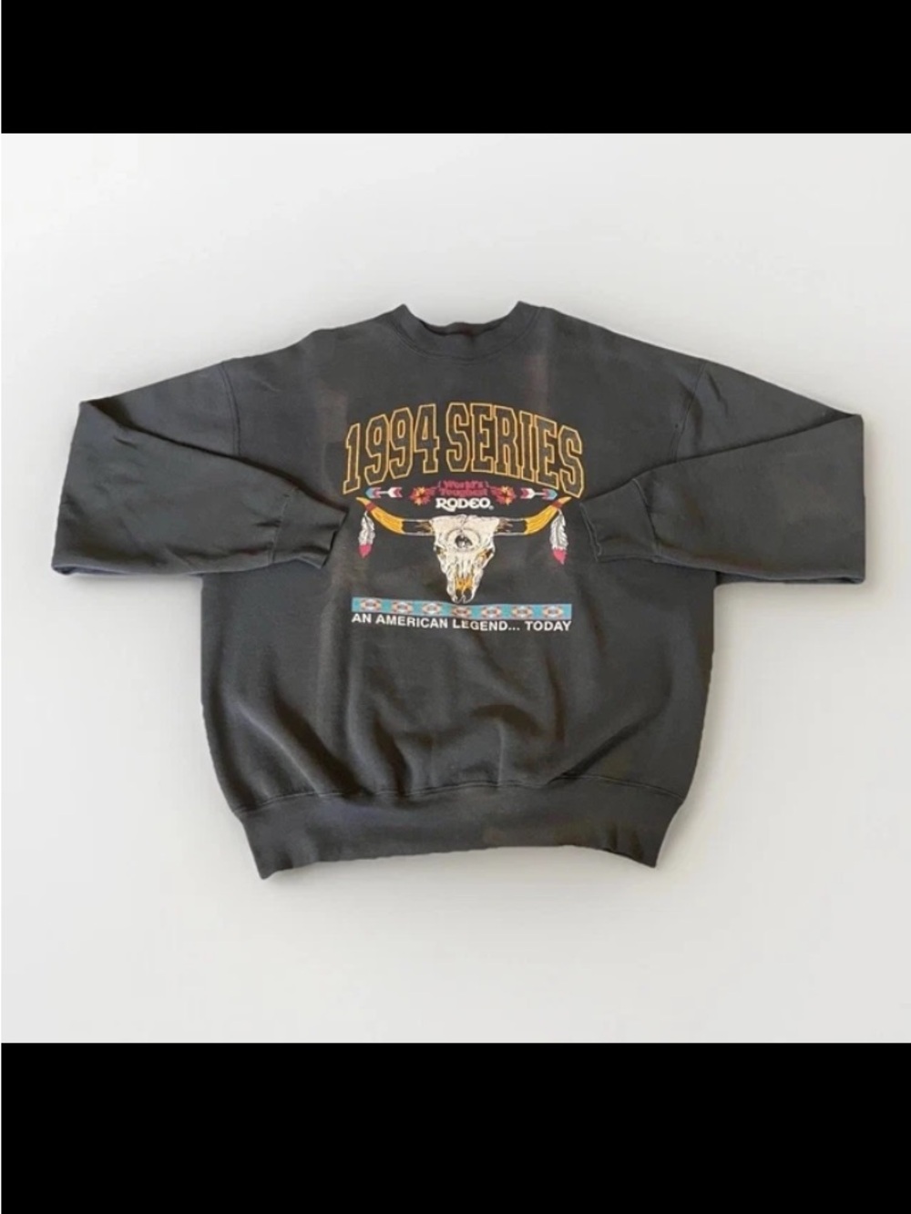 Vintage Worlds Toughest Rodeo Sweatshirt Fruit Loom USA Faded Distressed XL
